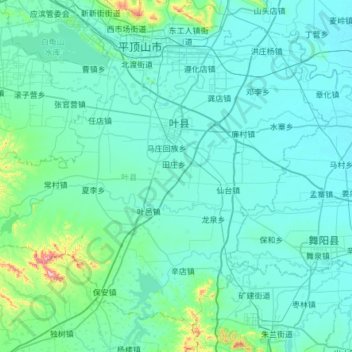 Carte topographique 叶县, altitude, relief