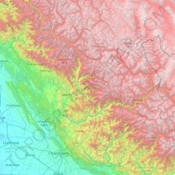 Carte topographique Himachal Pradesh, altitude, relief