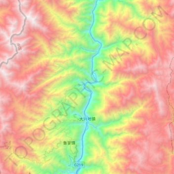 Carte topographique 大兴地镇, altitude, relief
