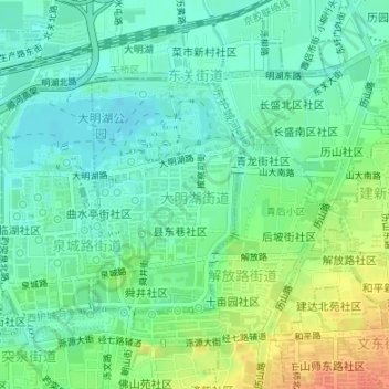 Carte topographique 大明湖街道, altitude, relief