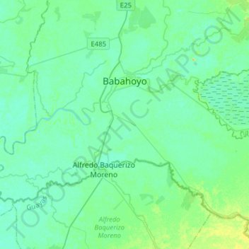 Carte topographique Babahoyo, altitude, relief