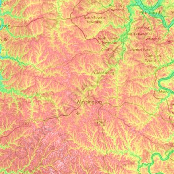 Carte topographique Washington County, altitude, relief