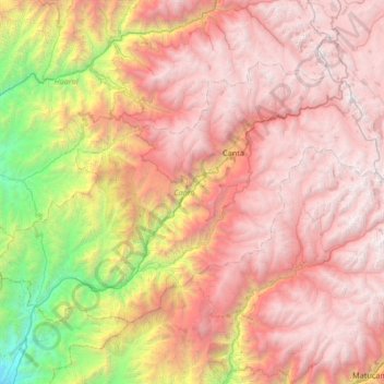Carte topographique Canta, altitude, relief