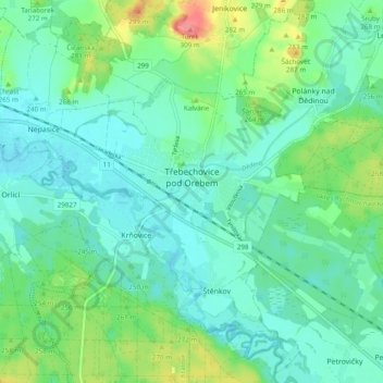 Carte topographique Hohenbruck, altitude, relief