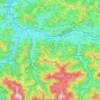 Carte topographique Gemeinde St. Veit an der Gölsen, altitude, relief