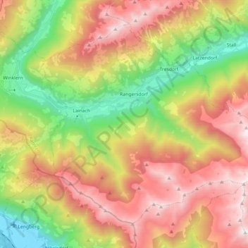 Carte topographique Rangersdorf, altitude, relief