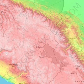 Carte topographique Puno, altitude, relief