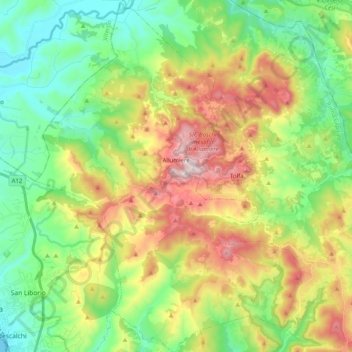 Carte topographique Allumiere, altitude, relief