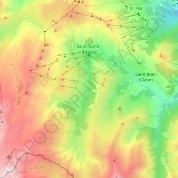 Carte topographique Saint-Sorlin-d'Arves, altitude, relief