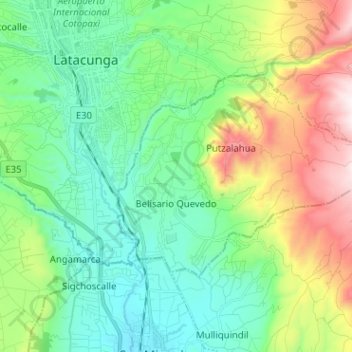 Carte topographique Belisario Quevedo, altitude, relief