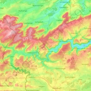 Carte topographique Habscht, altitude, relief