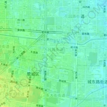 Carte topographique 人民路街道, altitude, relief
