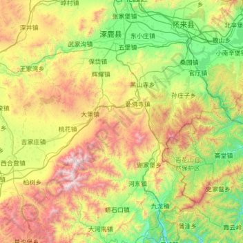 Carte topographique 涿鹿县, altitude, relief