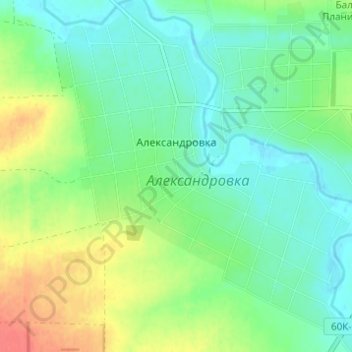 Carte topographique Александровка, altitude, relief
