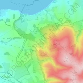 Carte topographique West Quantoxhead, altitude, relief