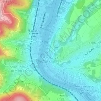 Carte topographique Rochetaillée-sur-Saône, altitude, relief