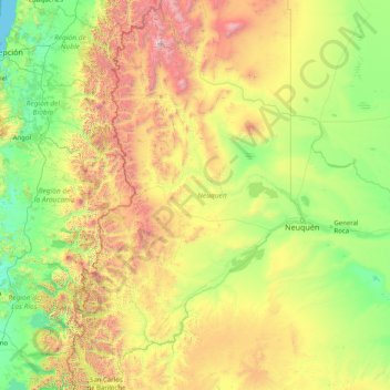 Carte topographique Neuquén, altitude, relief