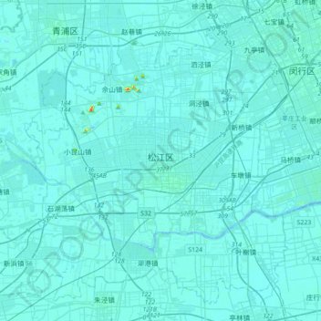 Carte topographique 松江区, altitude, relief