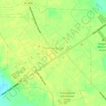 Carte topographique Timmonsville, altitude, relief