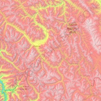 Carte topographique Zanskar, altitude, relief