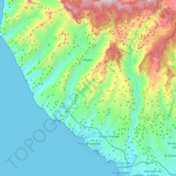 Carte topographique Mogán, altitude, relief