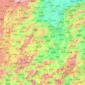 Carte topographique 湖南省, altitude, relief
