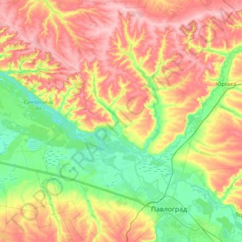 Carte topographique Вербківська сільська громада, altitude, relief