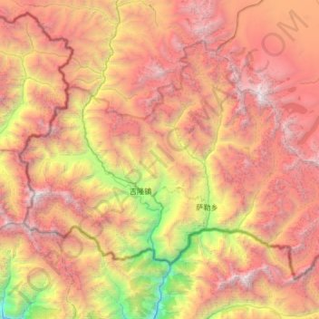 Carte topographique 吉隆镇, altitude, relief