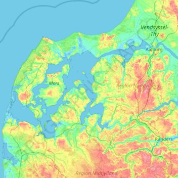 Carte topographique Limfjorden, altitude, relief