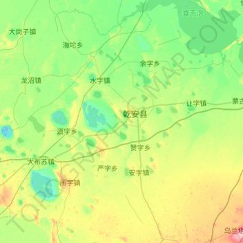 Carte topographique 乾安县, altitude, relief