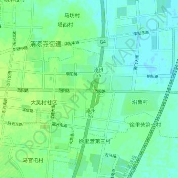 Carte topographique 涿州经济开发区, altitude, relief