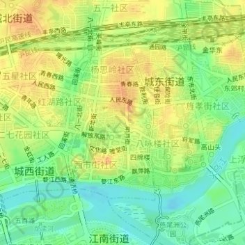 Carte topographique 城中街道, altitude, relief