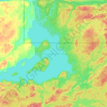 Carte topographique Lac Waswanipi, altitude, relief