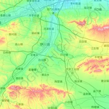 Carte topographique 伊川县, altitude, relief