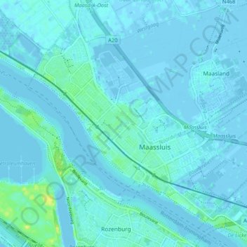 Carte topographique Maassluis, altitude, relief