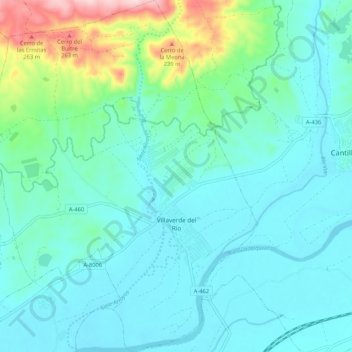 Carte topographique Villaverde del Río, altitude, relief