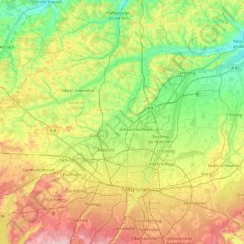 Carte topographique Amper, altitude, relief