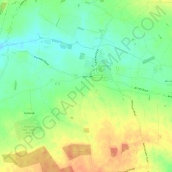 Carte topographique Whissonsett, altitude, relief