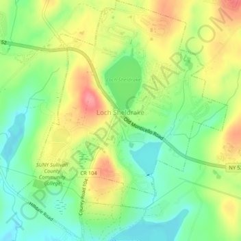 Carte topographique Loch Sheldrake, altitude, relief