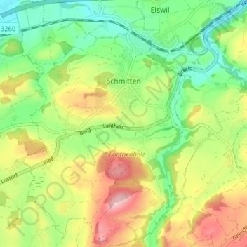 Carte topographique Schmitten, altitude, relief