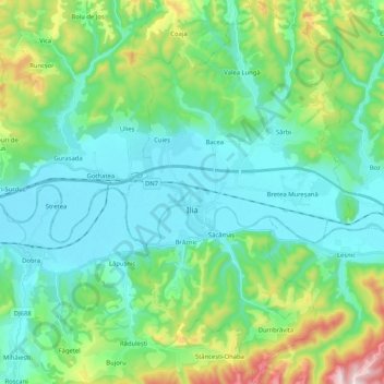 Carte topographique Ilia, altitude, relief