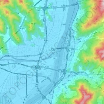 Carte topographique Buk-gu, altitude, relief