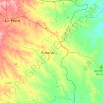 Carte topographique Buenavista, altitude, relief