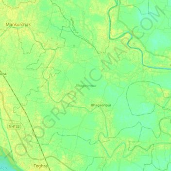 Carte topographique Bhagwanpur, altitude, relief