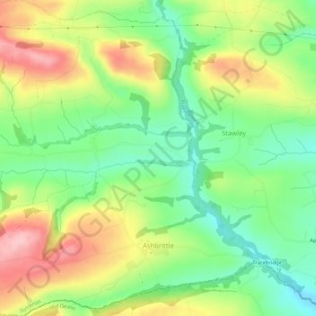 Carte topographique Ashbrittle, altitude, relief