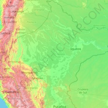 Carte topographique Loreto, altitude, relief