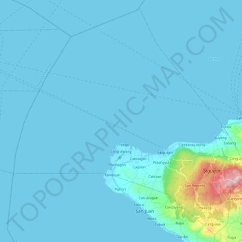 Carte topographique Siquijor, altitude, relief