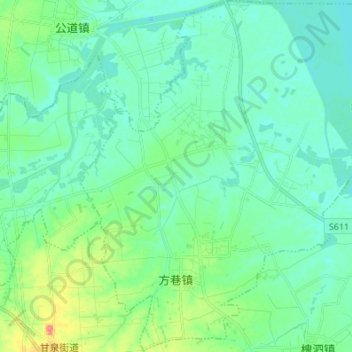 Carte topographique 方巷镇, altitude, relief