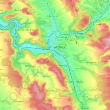 Carte topographique Wildenschwert, altitude, relief