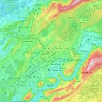 Carte topographique 25000, altitude, relief